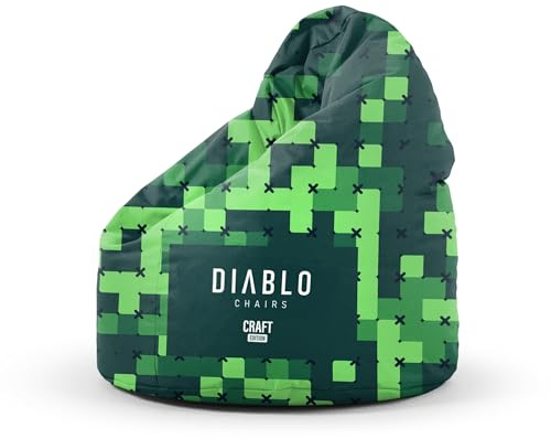 Diablo Kinder-Pouf, Craft Edition, ergonomischer Sitz, mit Granulatfüllung, strapazierfähiges Cordura, wasserdicht, leicht und kompakt, Spielmuster, Maße 80 x 110 x 80 cm, Craft Edition