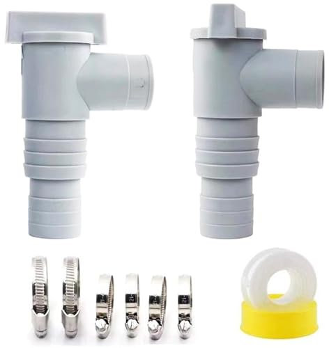 Youery 2 pièces Robinet vanne d'arrêt/d'entretien Piscine, Double Sortie, raccord Tuyau 32/38 mm, pour Piscine Hors Sol, Pompe et Accessoires.