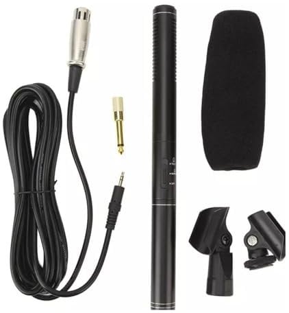 Pilipane Professional Microphone ABS Metal Wired XLR Camera Microphone for Video Recording TV News Interviews 22x275mm