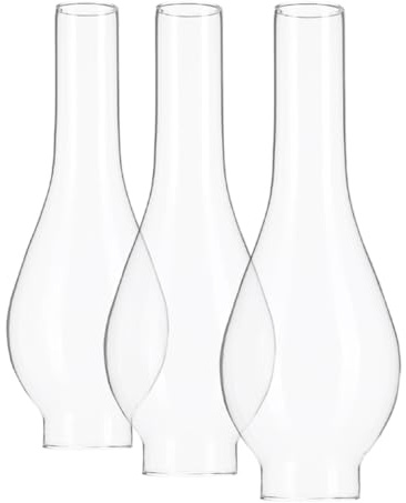 Cabilock 3pièces Abat-jour Verre pour Lampe à Pétrole Lot de Cheminée de Remplacement Transparent Vintage