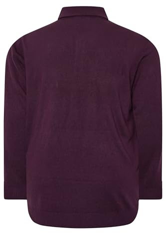 BadRhino Big & Tall Purple Cable Knit Polo Shirt - Men's - Plus Size Curve