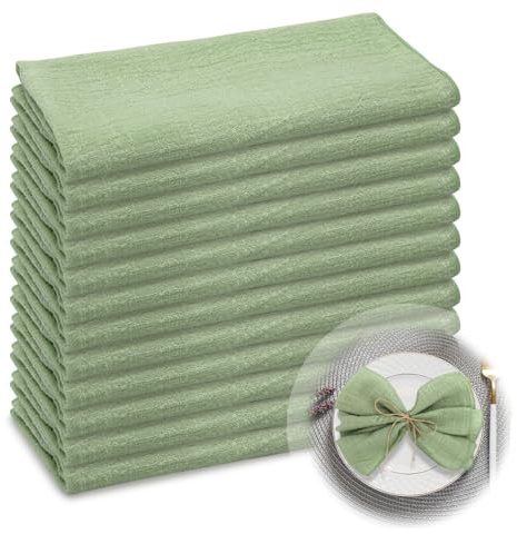 RANJIMA Stoffservietten, 42x42CM Baumwoll-Stoffservietten Rustikale Dinner Servietten Stoff große für Weihnachten Geburtstage Hochzeiten Tischdekoration,12er Pack