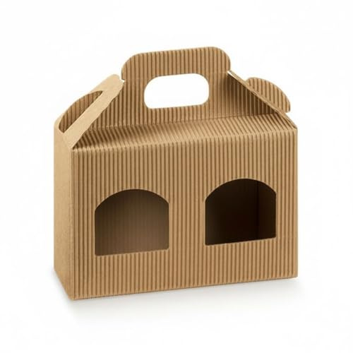 Serie Onda marrone scatola scatole varie misure per oggetti bomboniere bottiglie prodotti enogastronomici made in italy (10 pz porta vasetti 13x6x9 cm)