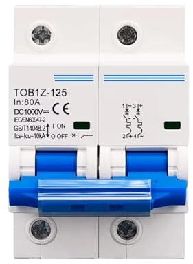 Disjoncteur miniature 2P CC 1000 V, courbe C, pour système photovoltaïque solaire, interrupteur sectionneur sur rail DIN(80A)