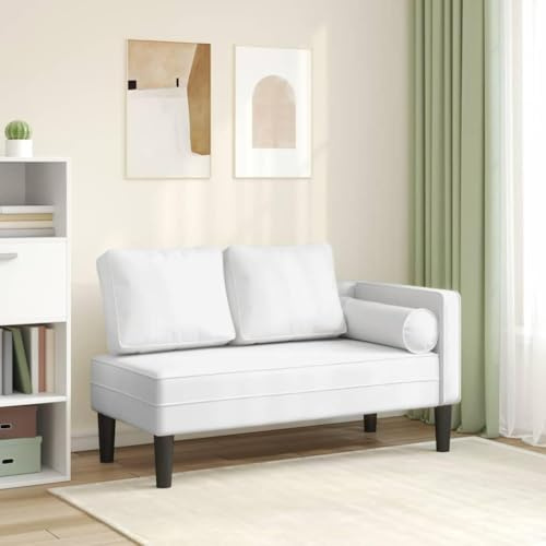 Frdhee Relaxliege,Chaiselongue mit Kissen Weiß Liegesessel Kunstleder Schlafsofa,Schlafcouch für Wohnzimmer,Schlafzimmer,Büro und Lounge