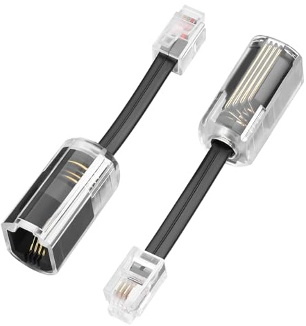 Dargkwn 2 Stück Telefonkabel Entwirrer 360 Grad Drehbar, Kabelentwirrer für Festnetztelefon, RJ9 4P4C Anti-Verhedderungskabel Adapter, Universell für Hörer im Büro & Home-Office, Schwarz
