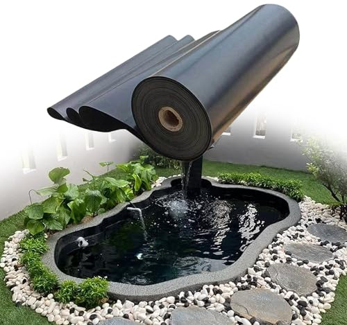 GOUZOO Bâche pour Bassin 400 x 2000 cm Robuste Revêtement D'Étang Préformé Différentes Longueurs et Largeurs pour Fleurs Jardiniers Serres Bassins, Noir