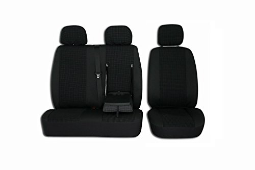 Vordersitzbezüge 2 + 1, passend für Peugeot Boxer, Fiat, Ducato, Citroen Jumper 2006–2025, maßgeschneiderter Stoff, für Linkslenker, Schwarz