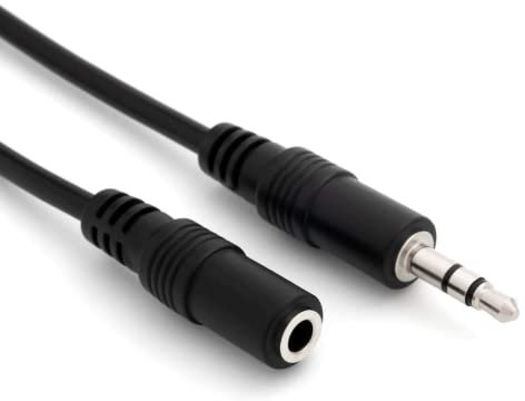 CABLEPELADO Cable Audio alargador Extensor | Jack Audio Estéreo 3,5 mm Macho a Hembra | Cable alargador de Audio estéreo | para Altavoces, Auriculares, Móvil, Tablet, MP3 | Negro | 2 metros