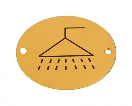 Dzina Shower Door Sign 75mm Screen Printed Brass Pack of 1