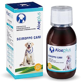 ALOEPLUS Cani Sciroppo 150ml - Alimento Complementare Energetico, Disintossicante a base di Aloe Arborescens BIO, Rafforza le Naturali Difese, Ideale come ricostituente Cani Anziani e Cuccioli