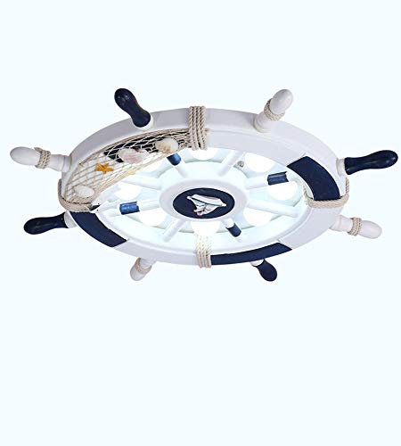 COCOL Mittelmeer Kids110V-220V E27 Holz Led-lampe Ruder Kinder Deckenleuchten Kindergarten Kinderzimmer Led-deckenleuchte Lampe 62 * 8(cm) (Color : Drei-Farben-Licht)
