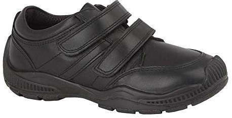 Roamers Jerome Boys Leather Touch Fasten Trainers Black