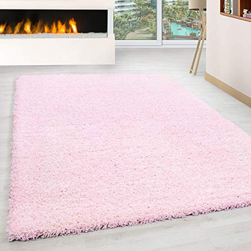 HomebyHome Shaggy Teppich 300x400 cm XXL für Wohnzimmer - Shaggy Teppich Hochflor Rosa Extra Weich und Flauschig - Langflor Groß Teppiche für Schlafzimmer, Esszimmer, Küche, Flur - Carpet, Halı