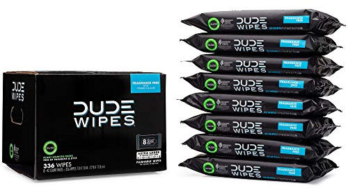 DUDE Wipes Spülbare Tücher für Erwachsene – 8 Stück, 336 Tücher – geruchlose feuchte Feuchttücher mit Vitamin-E & Aloe für zu Hause – geeignet für Klär- und Kanalisation
