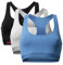 DANISH ENDURANCE Bralettes for Women, Non Wired Bra, Organic Cotton, Racer Back Bra, Comfort, Bras for Women Multipack, 1 or 3 Pack, Multicolour (1 X Black, 1 X Grey, 1 X Blue) 3-Pack, L