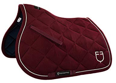 EQUESTRO Satteldecke aus Baumwolle mit Kordelzug, großes Logo (Voll, Bordeaux)
