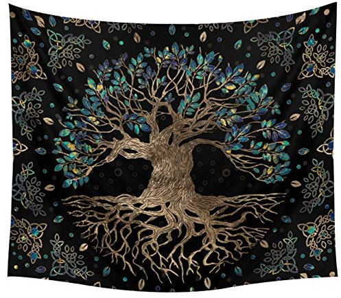 AdoDecor Lebensbäume Wandteppich Wandbehang Psychedelischer Wandteppich Böhmischer Baum Baum Wandteppiche Home 150 × 170cm