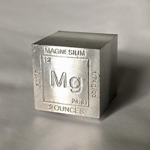 2 Unzen (ca. 58 Gramm) Magnesium (C) Würfel und lasergeätzte chemische Elementdaten. Perfekt für Sammlerstücke, Briefbeschwerer, Geschenke, Dekoration usw.