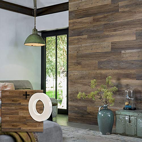 WallArt Lame PVC Adhésive Murale + Ruban autocollant | 15 planches : 2,09 m² de Lambris Mural Effet Bois de Grange | Mur Imitation Bois Revêtement Mural Vinyle Bois