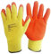 A406 12 Pair Orange Latex Coated Gloves Rubber Work gloves for Builders Gardening Scaffolding work safety gloves (Small/7)