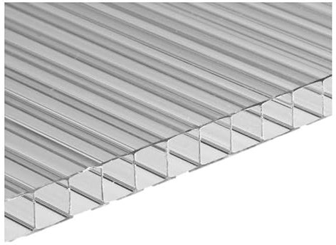 Juego de 10 láminas de policarbonato alveolar de 4 mm de grosor, 121 x 27,5 cm transparente