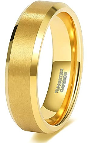 Zakk Ringe Herren Damen Gold Wolframcarbid Gebürstet Verlobungsringe Eheringe Partnerringe Trauringe 4mm 6mm 8mm (6mm,67 (21.3))
