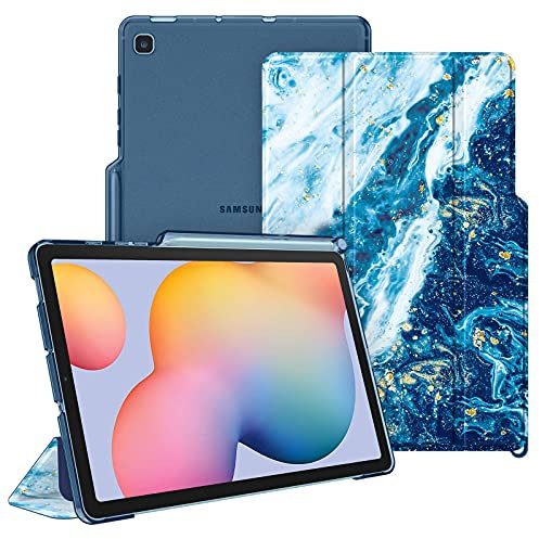 FINTIE SlimShell Case for Samsung Galaxy Tab S6 Lite 10.4 Inch 2024/2022/ 2020, Lightweight Stand Translucent Frosted Back Cover with S Pen Holder, Auto Wake/Sleep, Sandy Wave