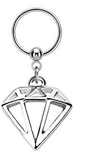 eeddoo Piercing-Ring Klemmring aus silbernen Edelstahl mit Diamant Anhänger