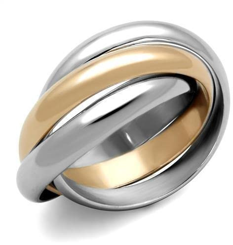 YourJewelleryBox Russian Wedding Band Ring Rose Unisex Interlocking Stainless Steel TK1670
