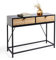 VonHaus Console Table with Drawers - Chevron Black & Light Wood Effect Hallway Table - Modern 2 Drawer Console for Entryway - Industrial Hall w/Metal Frame - Storage for Living Room & Lounge - Dalton