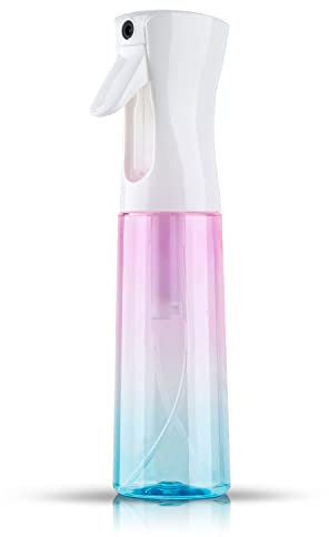 TANSHINE Water Spray Bottle for Hair Plant Fine Mister Continuous Spray Bottle for Curly Hair Styling, Cleaning, Misting & Skin Care 10oz/300ml (Blue Pink)