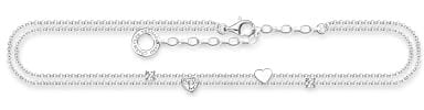 Thomas Sabo Fußkette mit Herzen und weiße Steine 925 Silber AK0040-051-14