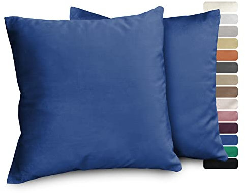 BEAUTEX Lea Samt Kissenhüllen 2er Set, Premium Kissenbezug, Sofa- und Dekokissen, Größe und Farbe wählbar (Royalblau 50x50 cm)