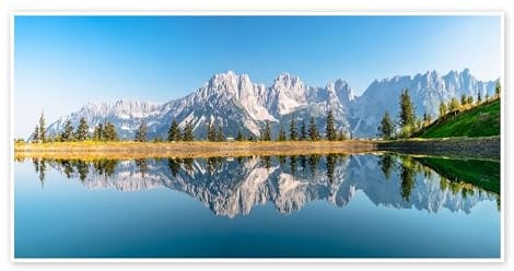 Posterlounge Wilder Kaiser, Tirol I Poster | 80 x 40 cm von Achim Thomae Blau Wandbilder Wanddeko