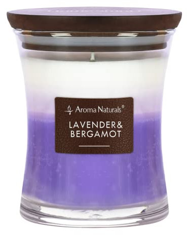 Aroma Naturals Duftkerze im Glas – hochwertiges Sojawachs, rauchfreier Baumwolldocht, lange Brenndauer von 45 Stunden (Lavendel & Bergamotte)