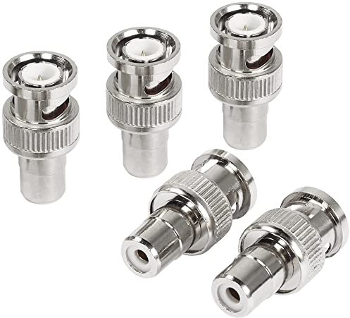 GELRHONR BNC auf Cinch-Adapter, BNC Stecker auf RCA Buchse, Koaxial-Stecker für CCTV, Video, Video, Video, TV, 5 Stück, silber