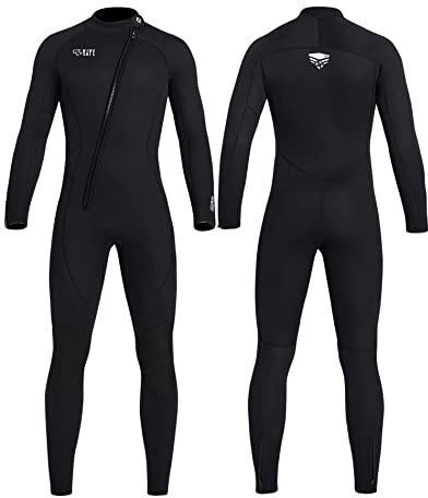 KREVZ 3mm Neoprenanzug Neopren Tauchanzüge Ganzkörper-Tauchanzüge, Frontreißverschluss Langarm Stretch Tauchhaut zum Schwimmen Schnorcheln Tauchen Surfen Wassersport