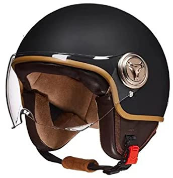Adulte Casque Semi Ouvert Avec Visière Femme Homme, Casque De Scooter, DOT ECE Homologué Sécurité Casque Bols, Chopper Biker Cyclomoteur Vintage Casque Moto Demi Jet ( Color : D , Size : Within 62cm )