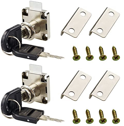2 juegos Cerradura para Muebles Cinc Aleación Cam Cerradura de Seguridad Aleación de Zinc Cajón Cerradura Para Buzón Taquillas Gabinete Armario & Mesa Ordenador Escritorio Cajón