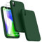 Dssairo 3-in-1-Schutzhülle für iPhone X/iPhone XS, mit 2 Displayschutzfolien, Flüssigsilikon, dünn, stoßfest, 14,7 cm (5,8 Zoll), Mikrofaser-Innenfutter, alpingrün