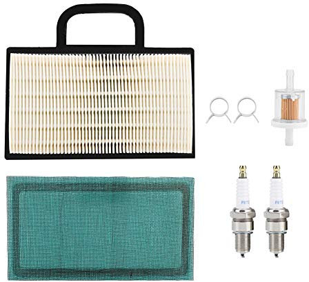 Uadme Rasentraktor Luftfilter Kit, Motor Luftfilter Kit Vorfilter Motorenteile Rasenmäher Ersatzteile mit Vorfilter Kraftstofffilter Clips Zündkerzen für 499486s 273638 5063b 18 PS 22 PS