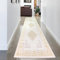 CARPETIA Teppich Wohnzimmer Schlafzimmer Ornamente glänzend Mäander Flur Läufer lang Kurzflor Orient elegant Creme Gold 100x300 cm