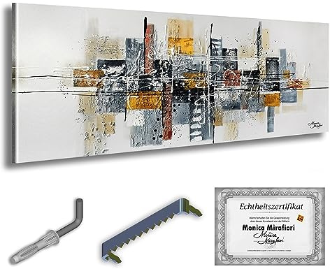 Monica Mirafiori I 100% HANDGEMALT I Gemälde Geheimnis I 120x40cm | Gemälde Handgemalt | Acrylgemälde | Sehr Großes Acrylbild I Moderne Kunst I Kunstbilder