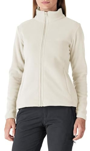 Outdoor Ventures Damen Fleecejacke mit Durchgehendem Reißverschluss Stehkragen Frauen Leichte Fleece Sweatjacke Warme Damenjacke für Laufen, Wandern und Freizeit Wollweiß L