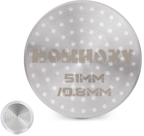 HOLIHOKY Puck Screen Passoire à expresso 51 mm, 0,8 mm d'épaisseur, avec boîte de rangement en acrylique, réutilisable, pour porte-filtre Delonghi Dedica 51 mm, double filtre en acier inoxydable 304