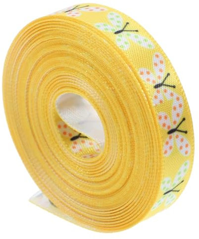 DIYEAH 1 Rolle Ostern-Geschenkband Osterband mit Draht Frohe Ostern Satinbänder Seidenschleife Festival-Geschenkband Heimgeschenkband Packband Haushalt Verpackung handgefertigtes