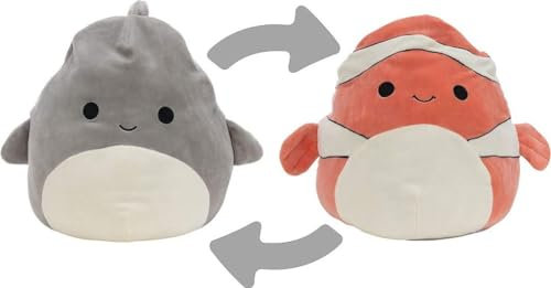 Squishmallows - Flip-A-Mallows 12 cm (5) - 2 in 1 Ricky der Clownfisch & Gordon der Hai Kuscheltier Plüschtier Wendetier