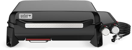 Weber Slate GP 56 cm Premium Plancha / 2 Brenner, gleichmäßige Wärme bis zum Rand, bis zu 260 °C, emaillierte Antihaft-Oberfläche (56 x 41 cm), höhenverstellbare Füße, schwarz