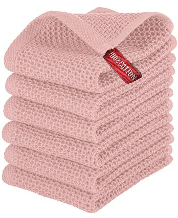 Elegant Comfort Confezione da 6 asciugamani da cucina in 100% cotone turco, ad asciugatura rapida e super assorbenti, ultra morbidi, multiuso, 33 x 33 cm, rosa antico